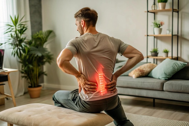 a man with a back pain that says back pain