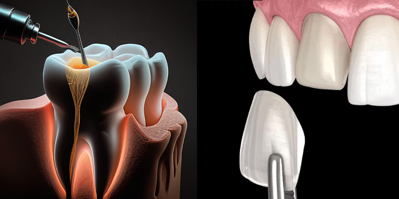 عصب کشی دندان لمینت شده